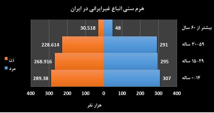 هرم سني مهاجران حاضر در ايران